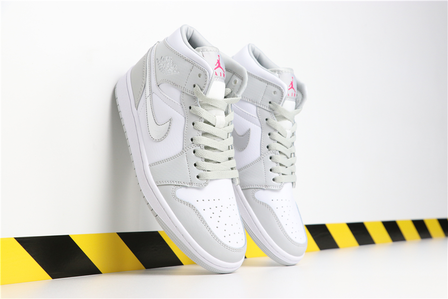 Air Jordan 1 MID White Silver Shoes